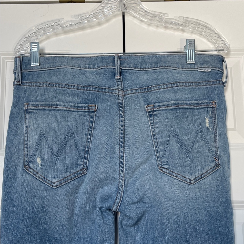 Mother Mid Rise Dazzler Ankle Fray Jeans Weekend Kittens Wash Distressed Jeans - Picture 9 of 16